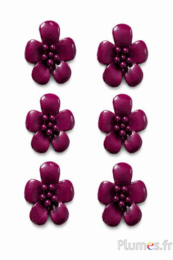 Leren bloem - Ø 2 cm - aubergine